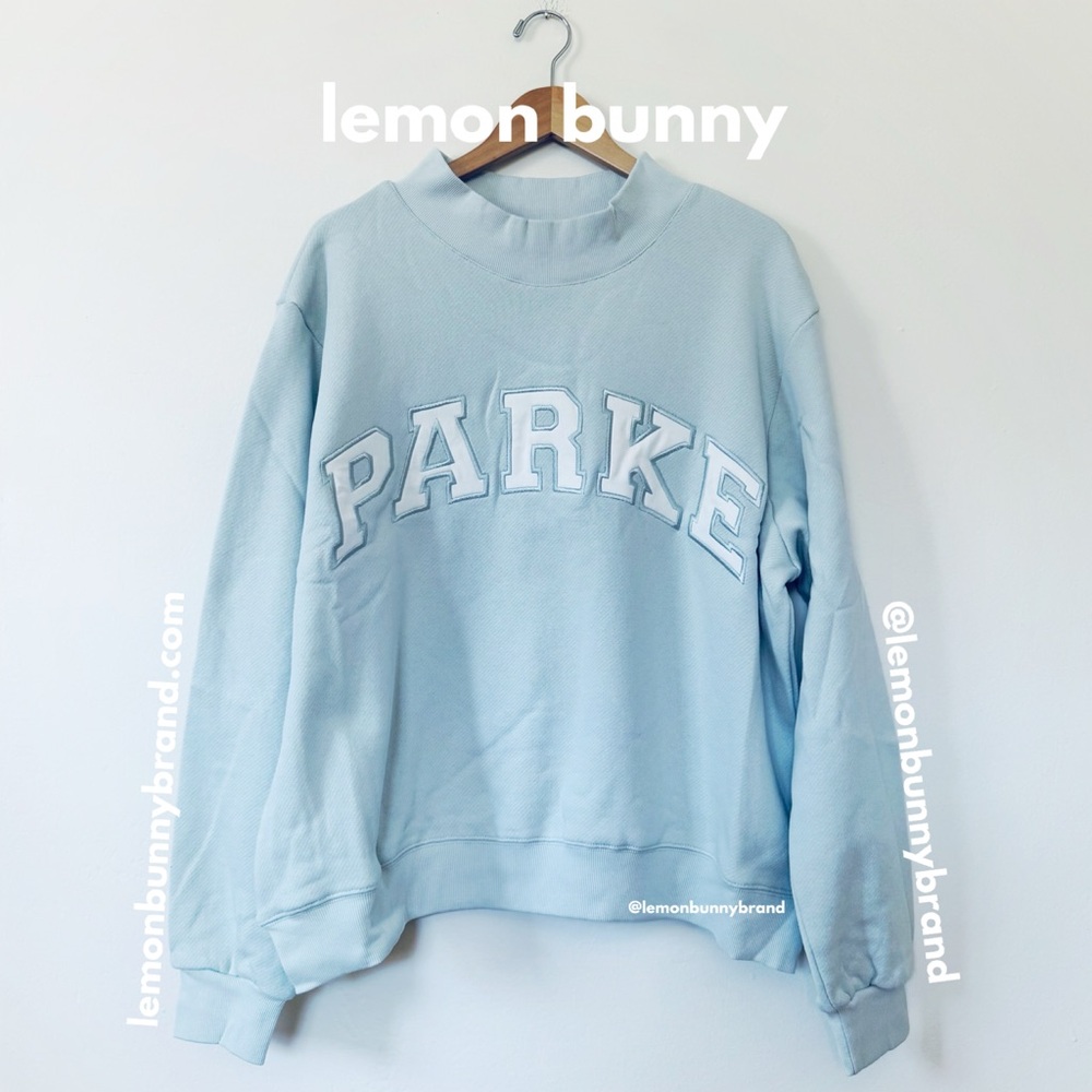 PARKE Heritage Bridal Varsity Mockneck Something Blue + White Size L/XL New NWT - Picture 2 of 14